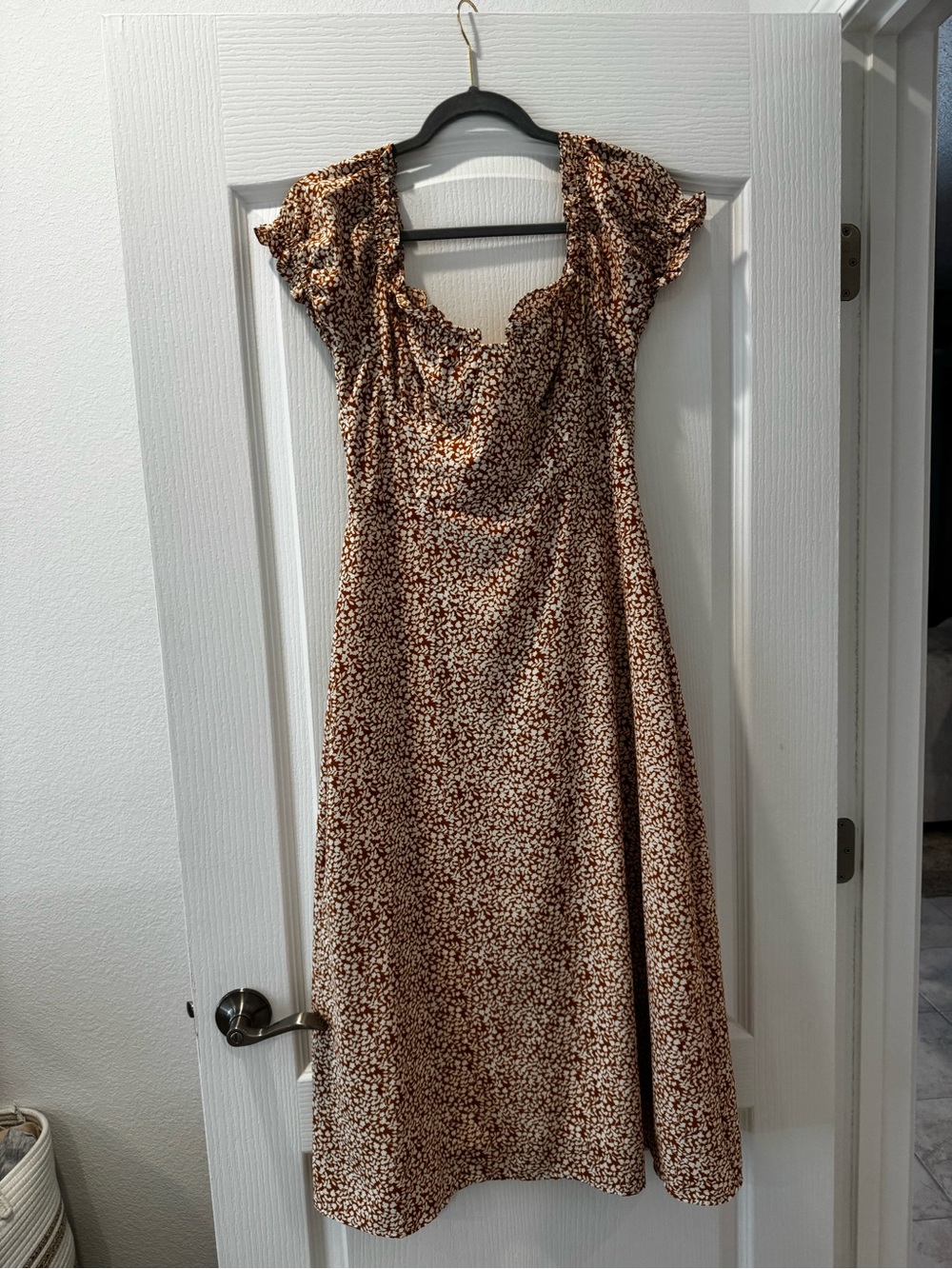 Princess Polly Rust and Cream Floral Midi Dress